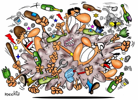 Pelea vecinal a piñas y cuchillazos, intervención policial, ocho aprehendidos y tres personas con lesiones graves