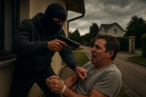 Cinco delincuentes armados asaltaron a un comerciante en un country