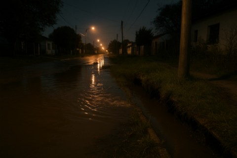 Vecinos de Villa Alba y Palihue reclaman por falta de luminarias y zanjas desbordadas