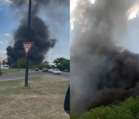VIDEO | Incendio en Hernández: ardieron cubiertas y pastizales en un circuito de motos