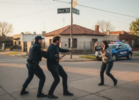 Los Hornos: amenazó con dos cuchillos a la pareja y enfrentó a los policías