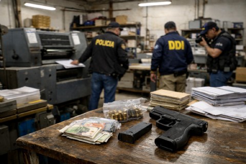 Allanamiento por hurto de empleados infieles en una imprenta de Tolosa terminó con el secuestro de un arma ilegal