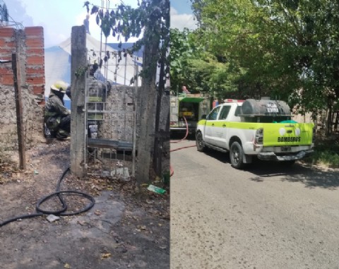 Incendio en una vivienda del barrio Aeropuerto: una mujer fue asistida por el SAME