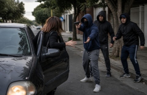 VIDEO | Una mujer subía a su auto y fue sorprendida por tres asaltantes en Barrio San Carlos: dos detenidos y un prófugo