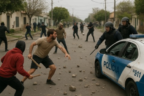 Batahola en Punta Lara: un conflicto vecinal terminó con cinco policías heridos, patrulleros dañados y siete detenidos