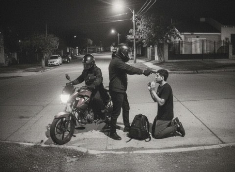 VIDEO | La Granja: motochorros hicieron arrodillar a un joven en un robo frente a su casa y le apuntaron a la cabeza
