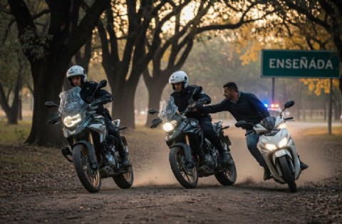 Persecución en Ensenada: iban en motos robadas y llevaban un arma réplica con una munición de verdad