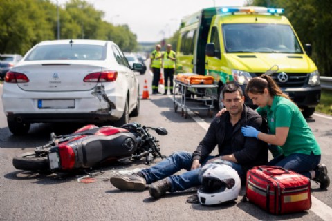 VIDEO | Ensenada: un motociclista herido tras choque en la Autopista Buenos Aires-La Plata