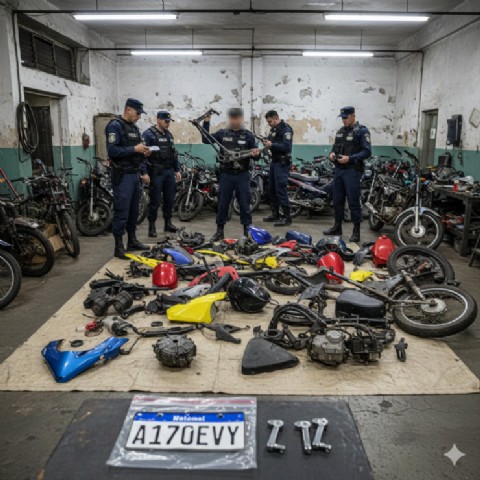 VIDEO | Golpe a banda que robaba motos tras allanamientos en Los Hornos: cuatro detenidos
