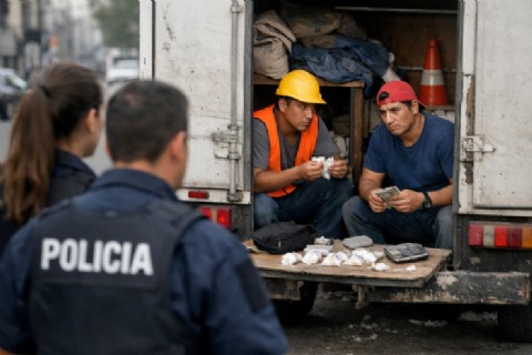 VIDEO | Narcos disfrazados de operarios: los atraparon vendiendo cocaína cerca de la Plaza Paso