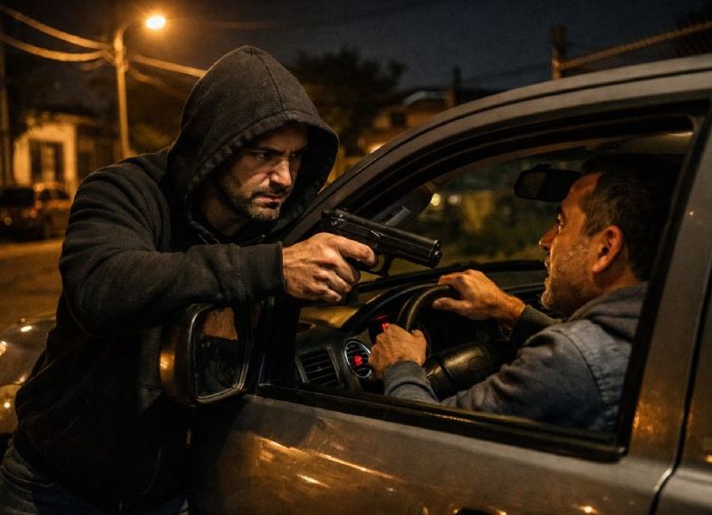 Un hombre armado con una extraña pistola intentó robar una camioneta y lo descubrió el dueño