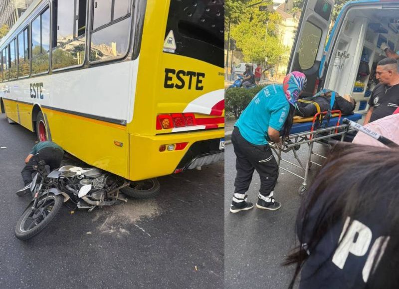 VIDEO | El motociclista que quedó debajo de un micro en 7 y 47 sigue internado