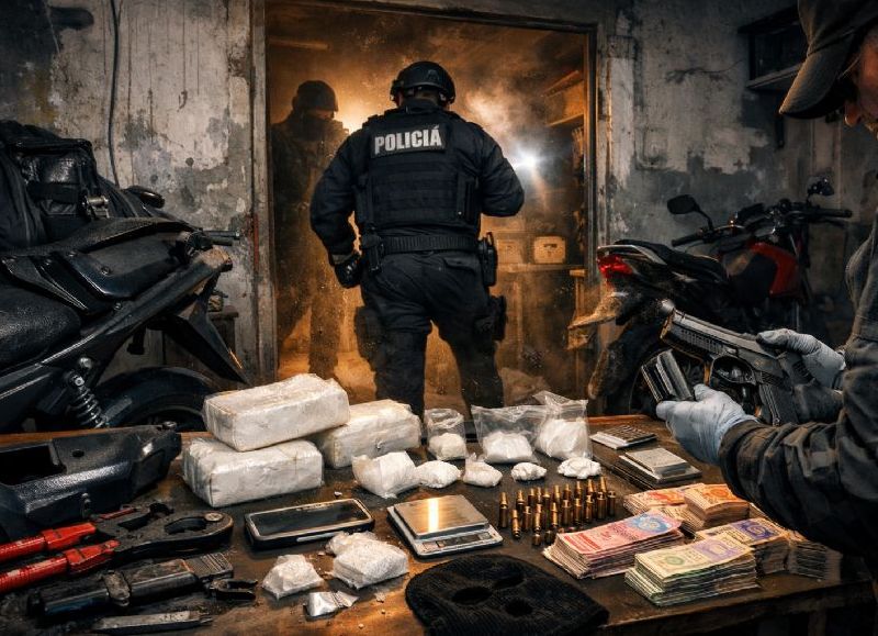 VIDEO | Con las manos en la masa: dos detenidos con más de 700 gramos de cocaína y elementos vinculados al robo de motos