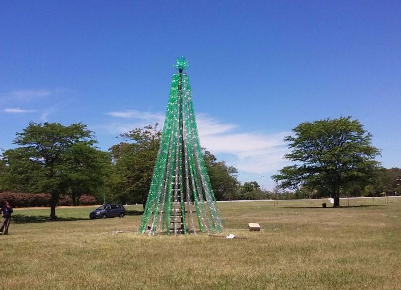 Navidad en el Parque Ecológico: preparan un gran árbol reciclado