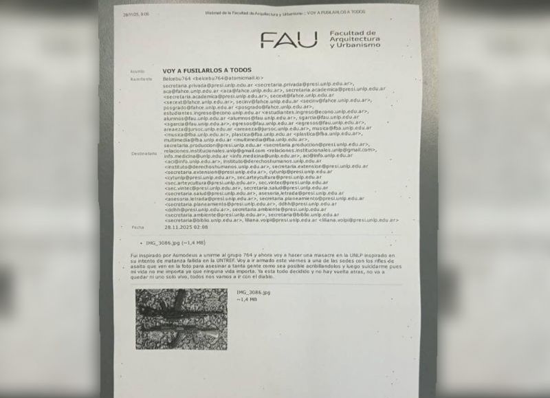 Investigan mensajes intimidatorios que amenazan con una masacre en facultades de la UNLP