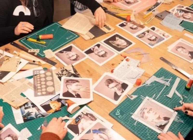 Taller de collage y experimentación en el ex galpón de la Estación Provincial