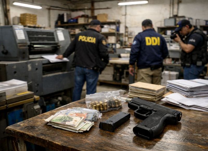 Allanamiento por hurto de empleados infieles en una imprenta de Tolosa terminó con el secuestro de un arma ilegal