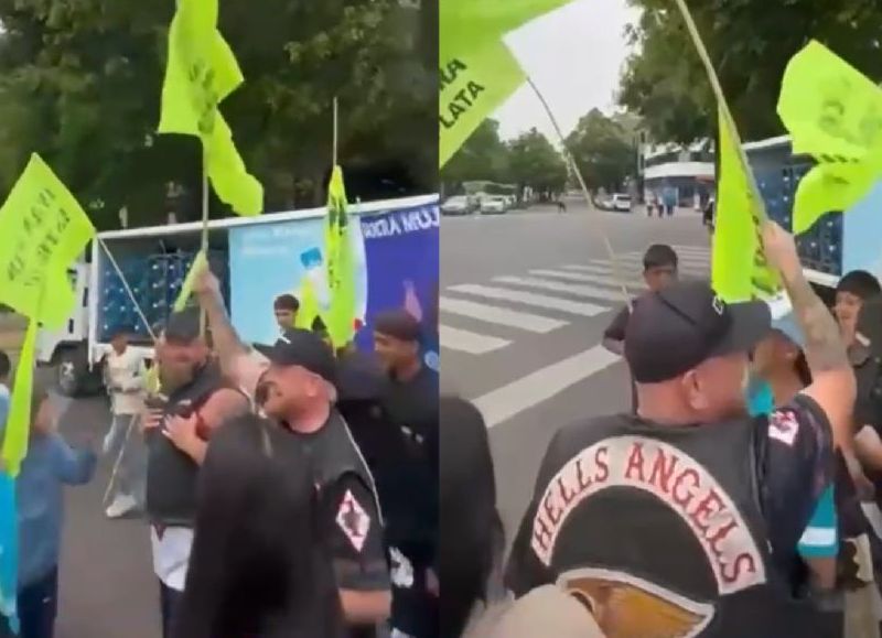 VIDEO | Dios los cría y el diablo los junta: los motoqueros yanquis neofacistas de Hells Angels marcharon con la UOCRA