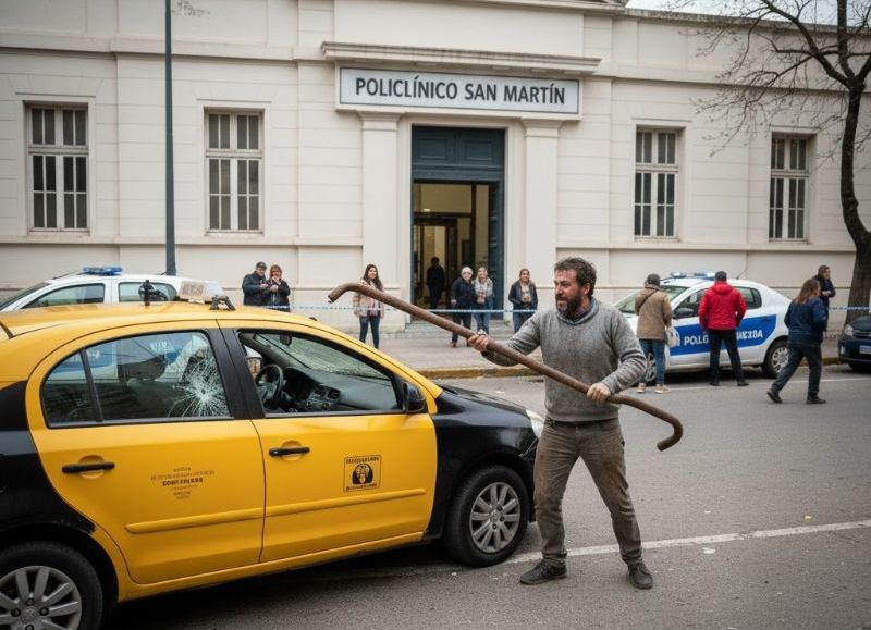 Más loco que piloto árabe: atacó a un taxista a fierrazos frente al Policlínico San Martín y terminó detenido