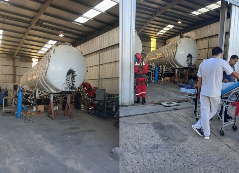 Dos operarios cayeron dentro de un tanque en una empresa de Olmos y resultaron heridos