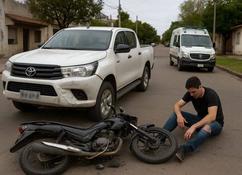 Un motociclista resultó herido tras ser embestido por una camioneta conducida por un chino en Villa Elisa