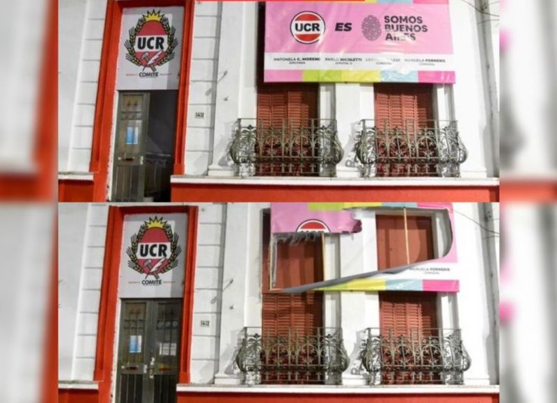 Rompieron los banners de Somos Buenos Aires en la sede cercana a Plaza Rocha