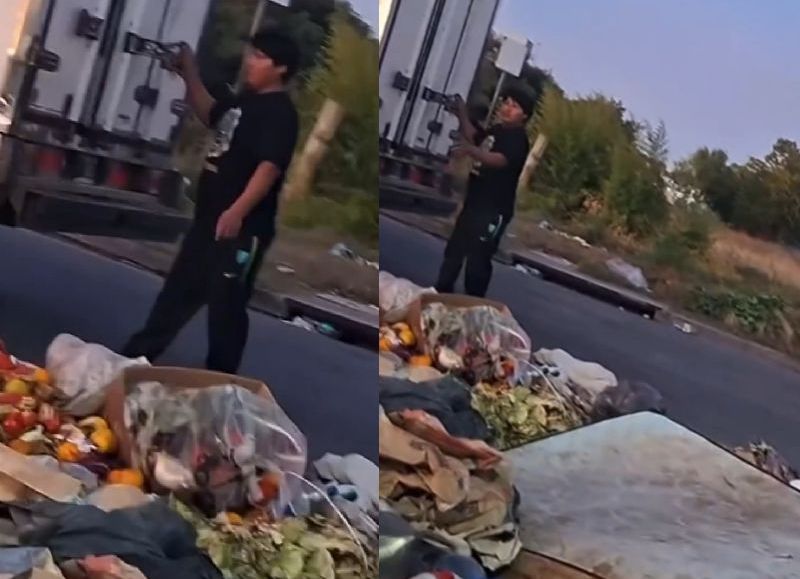 VIDEO | Un verdulero fue pescado infraganti cuando tiraba basura en una esquina