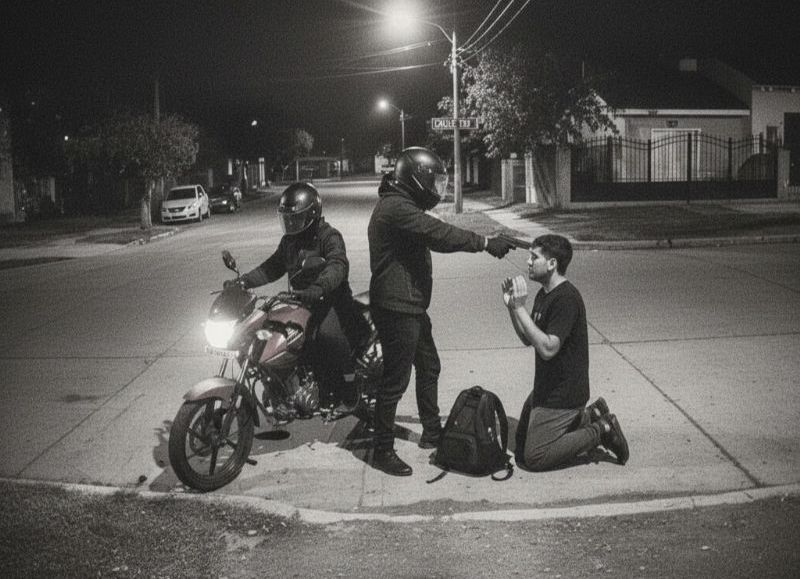 VIDEO | La Granja: motochorros hicieron arrodillar a un joven en un robo frente a su casa y le apuntaron a la cabeza