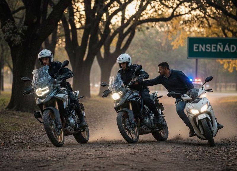 Persecución en Ensenada: iban en motos robadas y llevaban un arma réplica con una munición de verdad