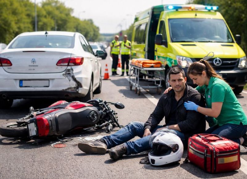 VIDEO | Ensenada: un motociclista herido tras choque en la Autopista Buenos Aires-La Plata