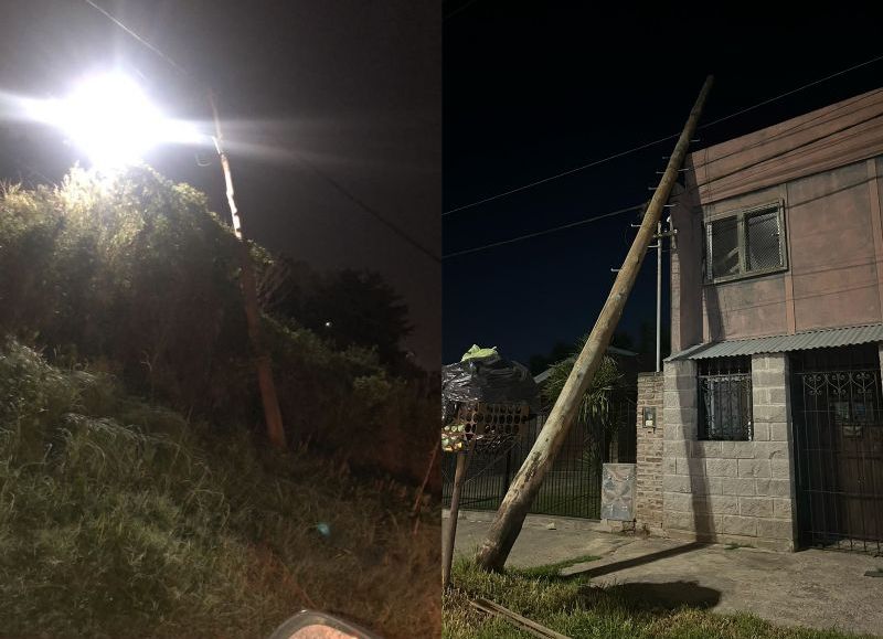 La Granja: un poste de luz cayó sobre una casa y los vecinos reclaman que Edelap se borró