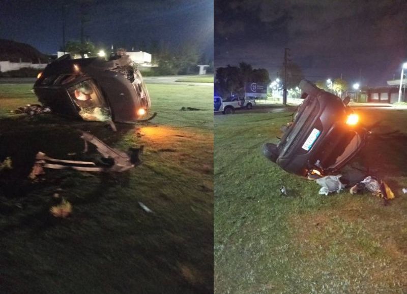 Dos jóvenes sufrieron heridas tras perder el control de un auto en la rotonda de 31 y 520