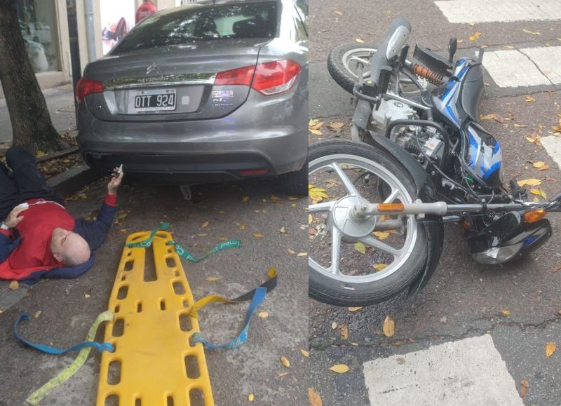 Grave accidente: dos motociclistas resultaron heridos tras una colisión en pleno centro